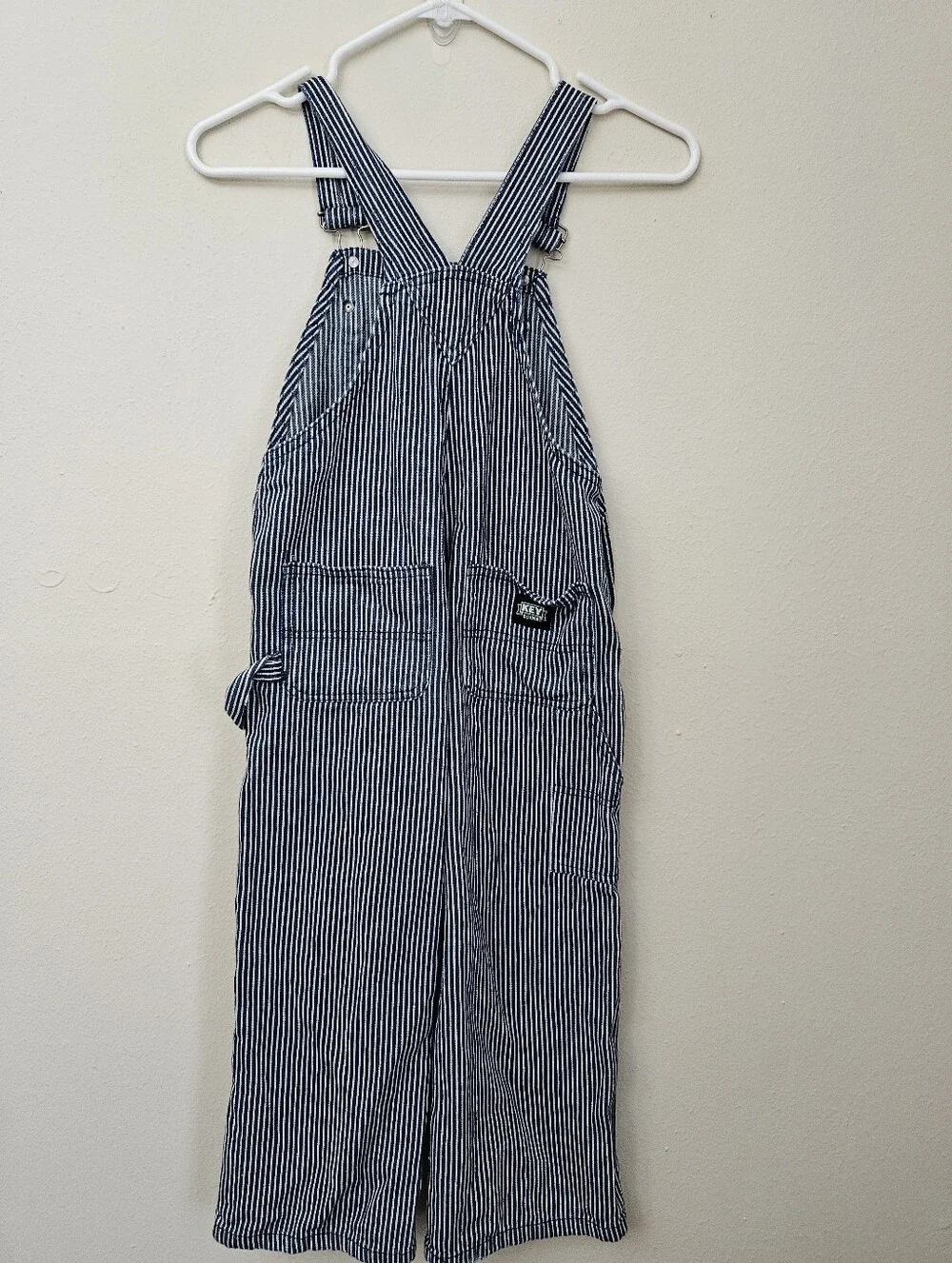 Kids Striped Overalls One-Piece - Navy/White Size 7